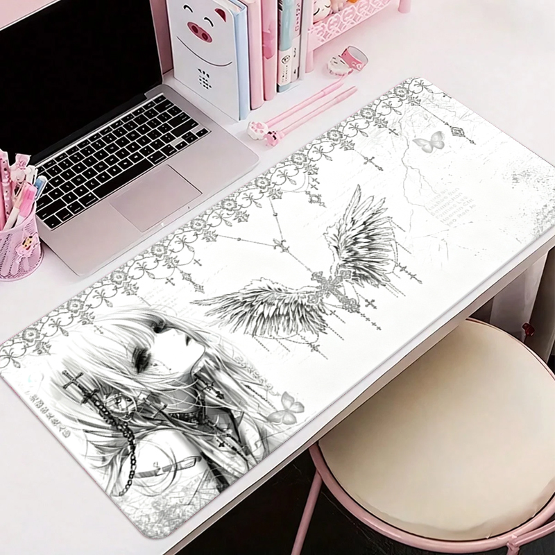 Esports Gaming Mousepad - Leather Mousepad Black White Anime Aesthetics