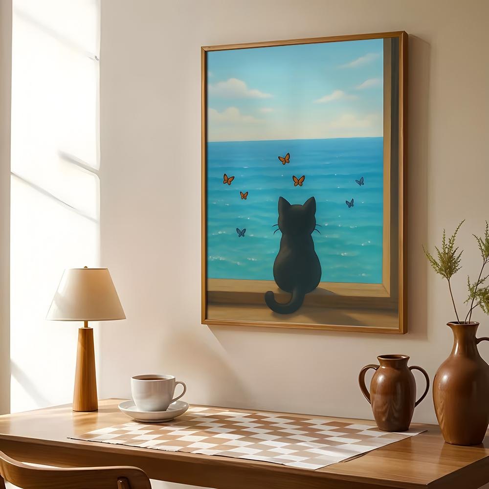 Cat on Beach Poster Wall Art R - огляд і ціна Esports Gaming Wallpaper