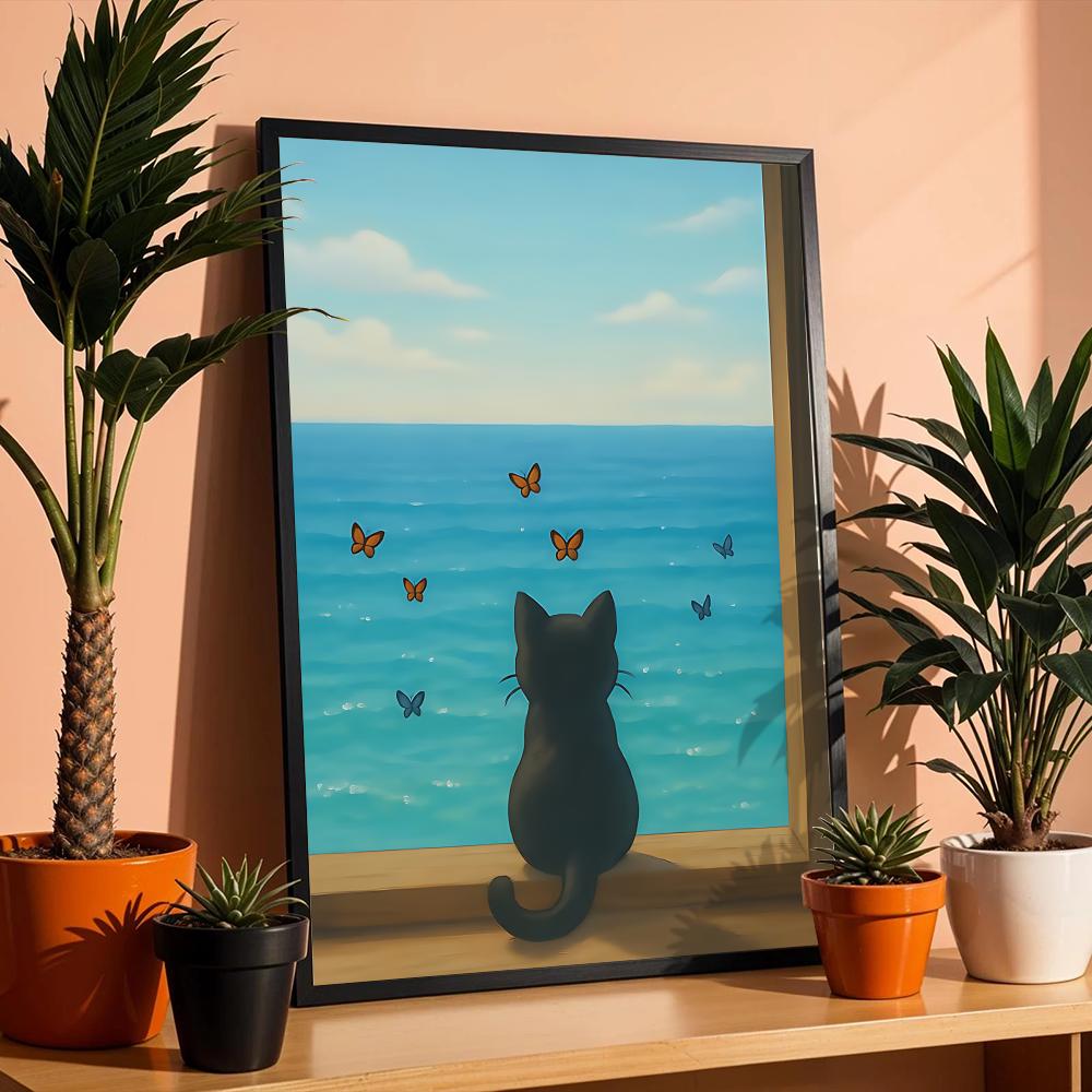 Cat on Beach Poster Wall Art R - огляд і ціна Esports Gaming Wallpaper